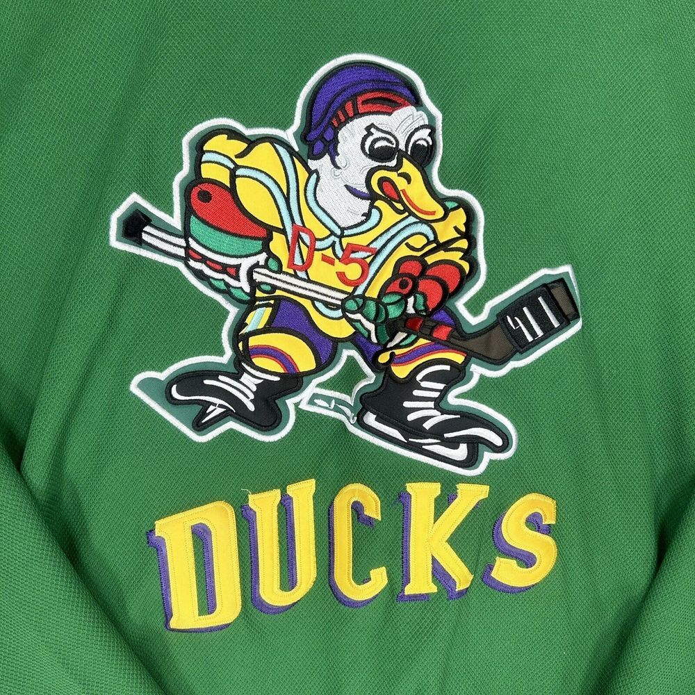 Vintage Mighty Ducks D-5 Jersey Mens 2XL Green Embroidered Adam Banks #99 Movie - Picture 6 of 13